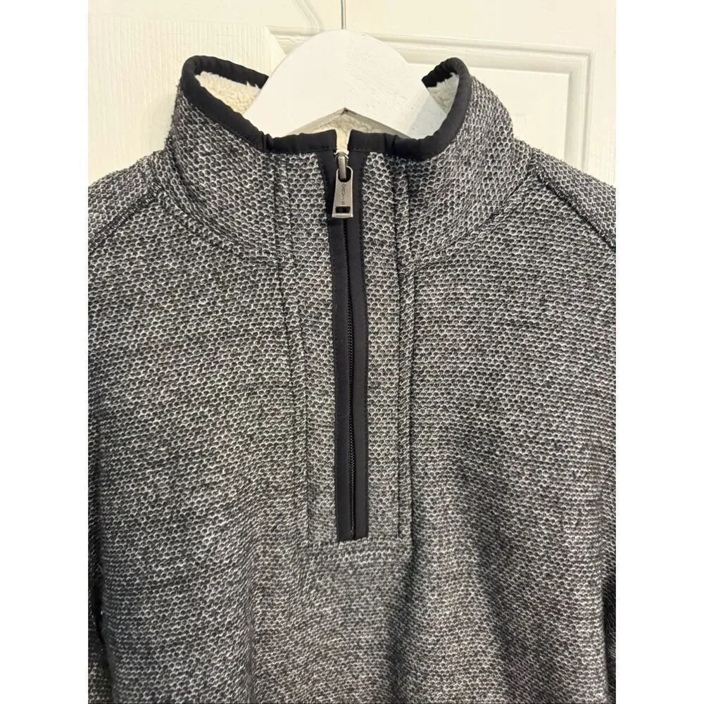 Orvis Mens Black Sherpa Lined Quarter Zip Pullover sz M EUC